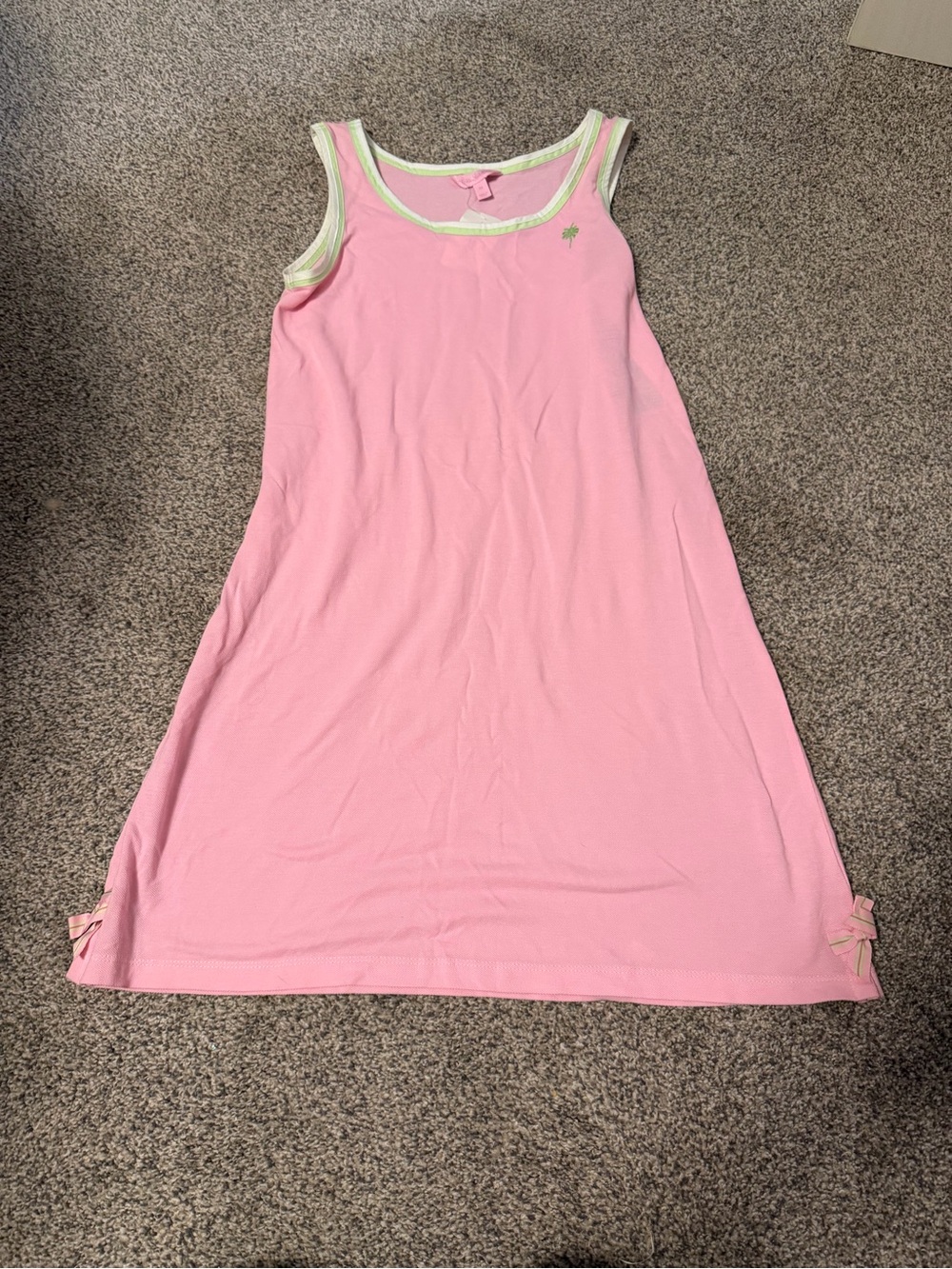 Lilly Pulitzer sleeveless dress with striped trim and small side bows.Size M NWT